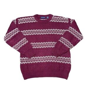 Claybrooke Men’s Vtg Birdseye Fair Isle Ramie Cotton‎ Chunky Knit Dad Sweater XL